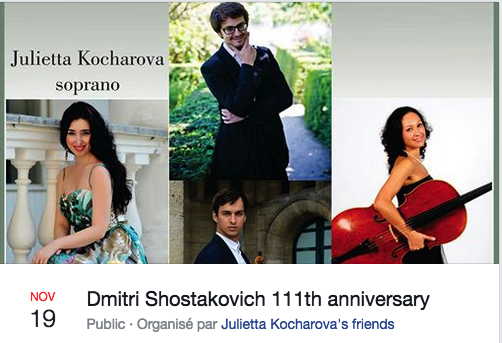 Facebook banner. Dmitri Shostakovich 111th anniversary, organisé par Julietta Kocharova|s friends. 2017-11-19